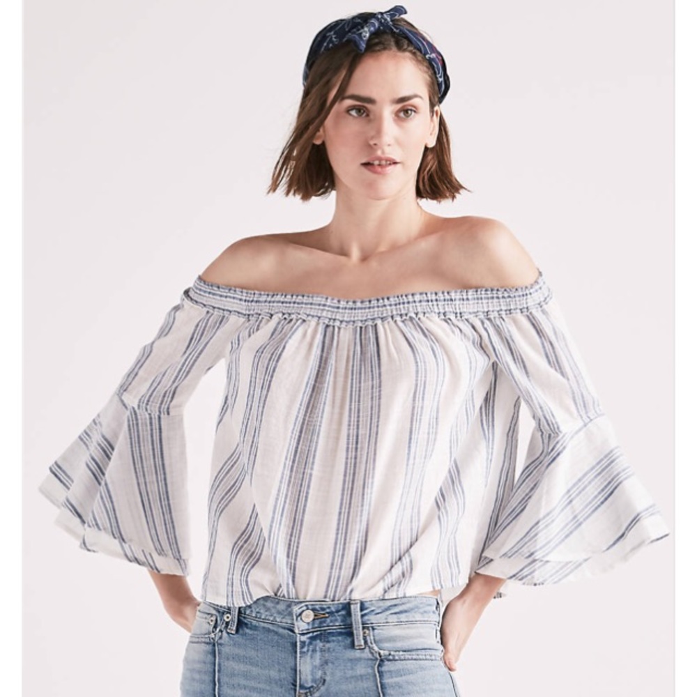 Lucky Brand Off Shoulder Striped Top